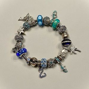 Tropical/Travel Pandora bracelet with charms